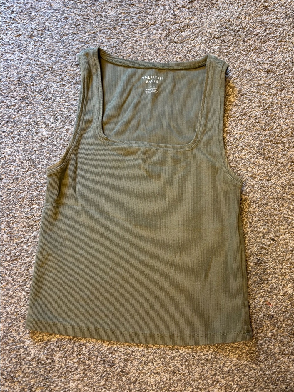 American Eagle Outfitters Olive Ribbed Square-Neck Tank